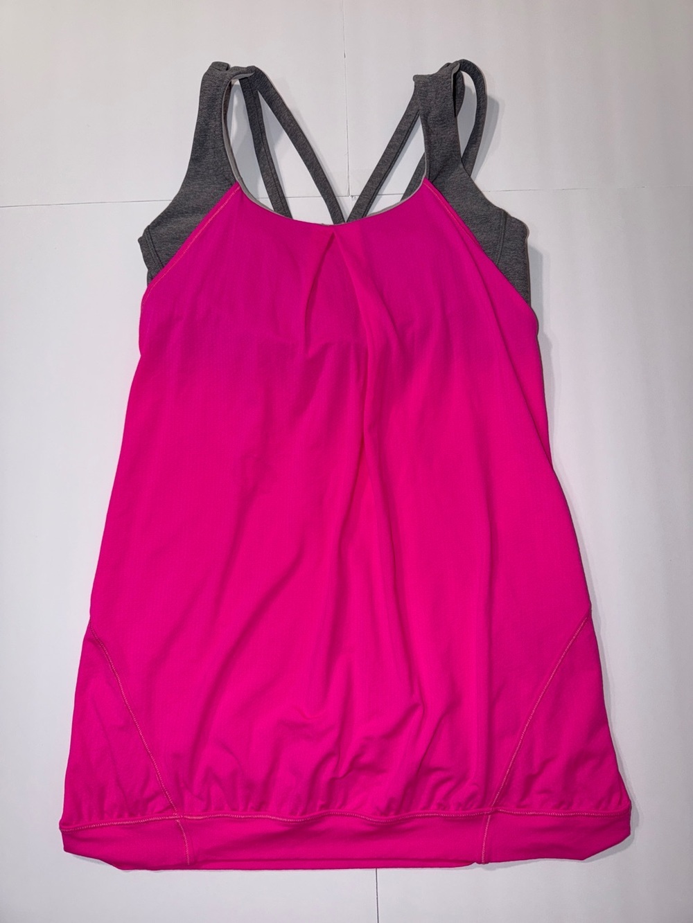 Lululemon Bright Pink Athletic Tank with Grey Strappy Back